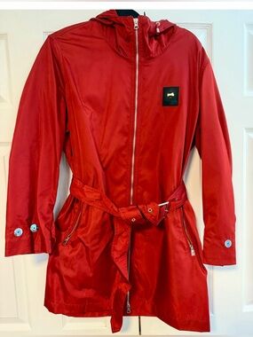 Burberry Middlemere Heritage Red Hooded Belted Trench Rain Coat Sz 8 NWOT